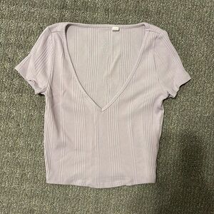 Pacsun Purple Short Sleeve V-Neck Crop Top